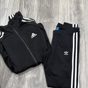 Adidas  Black Joggers with White Stripes